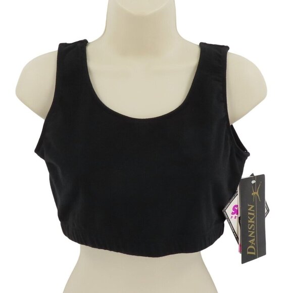 Danskin Women Plus Size 1X Bra Tops Bralette Solid Black Cotton Blend 1990s NEW - Picture 1 of 9